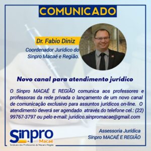 Novo canal de atendimento jurídico do Sinpro Macaé e Região