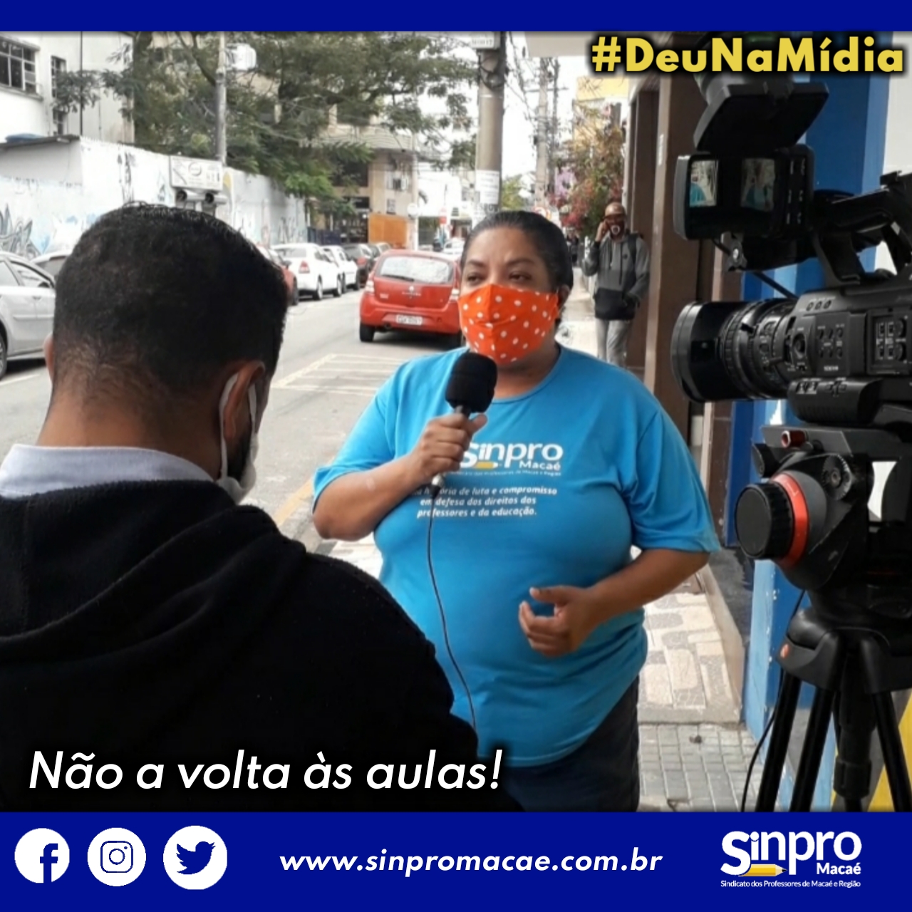 Professora Guilhermina Rocha, presidente do Sinpro Macaé e Região, em entrevista com a TV Record.