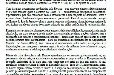 O RETORNO ÀS AULAS EXIGE SEGURANÇA, NÃO AO RETORNO PRECIPITADO!