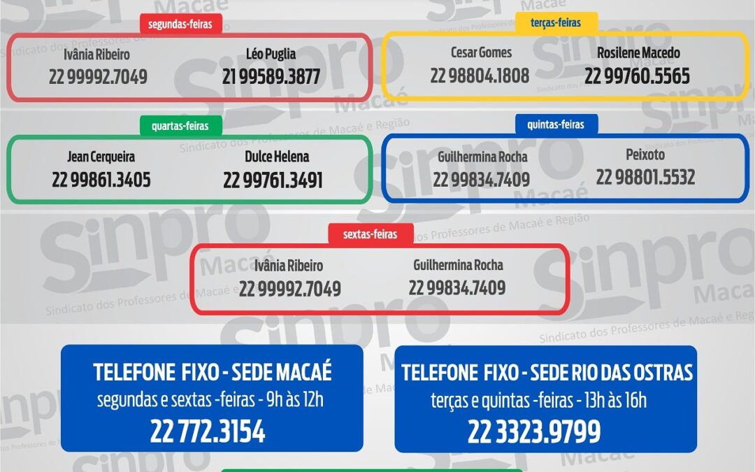 PLANTAO DE ATENDIMENTO AOS PROFESSORES EM FEVEREIRO /2021.