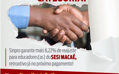 Sinpro garante mais 6,22% de reajuste para educadores do Sesi Macaé