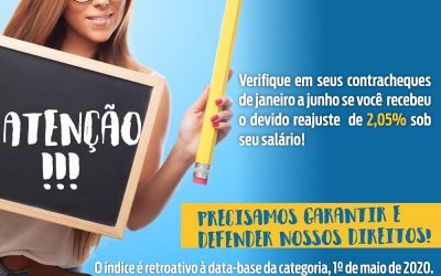 Atenção Professoras e professores da base estendida de nosso Sindicato! Verifique no seu contracheque se seu reajuste foi pago corretamente!
