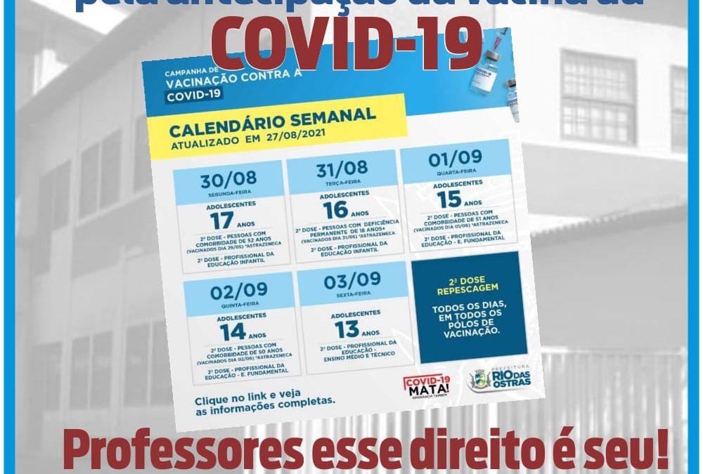 Vacina para educadores de Rio das Ostras é uma vitória do Sindicato dos Professores da rede privada