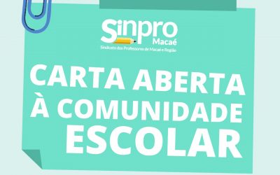 CARTA ABERTA AOS PAIS, ALUNOS, PROFESSORES E SOCIEDADE EM GERAL – EM DEFESA DA VIDA E DA EDUCAÇÃO