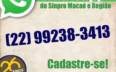 CADASTRE O WHATSAPP DO SINPRO MACAÉ E REGIÃO NO SEU CELULAR