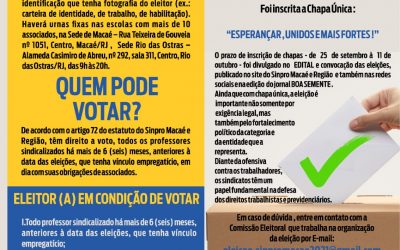Eleições no Sinpro Macaé e Região 2021/2024.