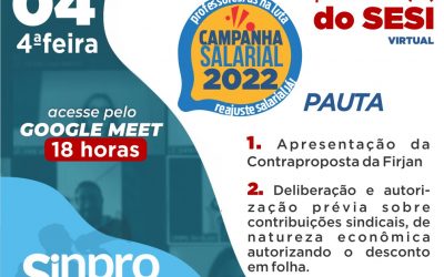 Assembleia dos professores do SESI no próximo dia 04 vai deliberar contrapropostas