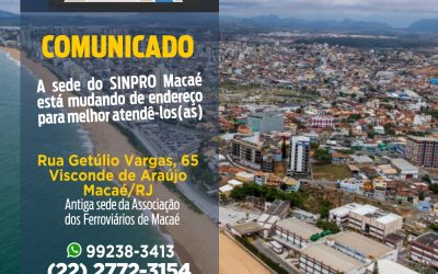 Sinpro Macaé de endereço novo