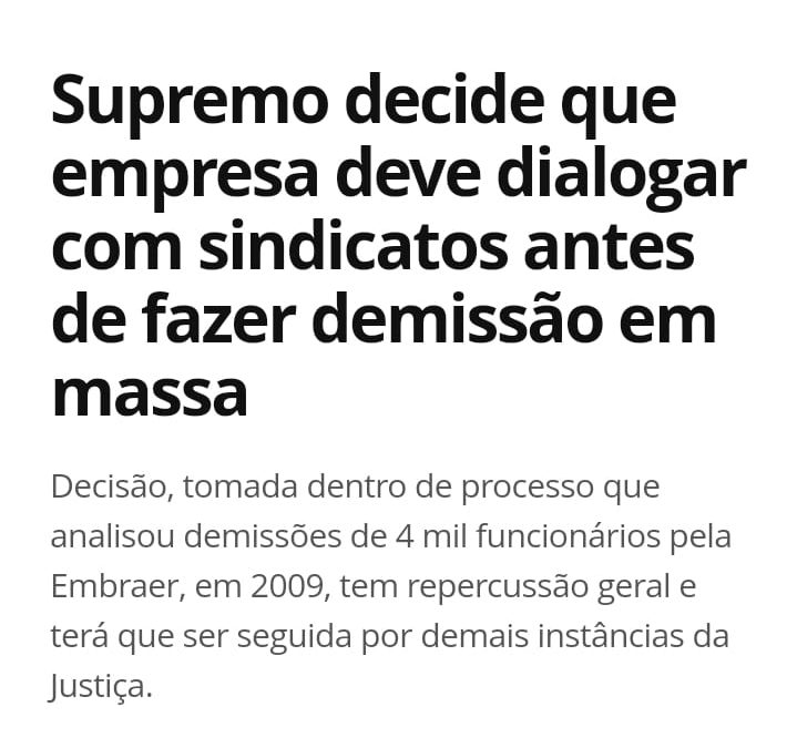 Supremo decide que empresa deve dialogar com sindicatos antes de fazer demissão em massa