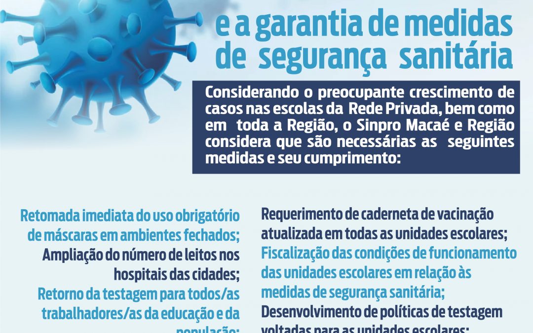 Sinpro Macaé e Região recomenda medidas de proteção aos trabalhadores da educação nas escolas privadas