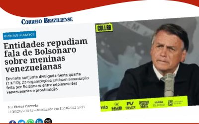 DIREITOS HUMANOS | NOTA PUBLICA – ENTIDADES REPUDIAM FALA DE BOLSONARO SOBRE MENINAS VENEZUELANAS.