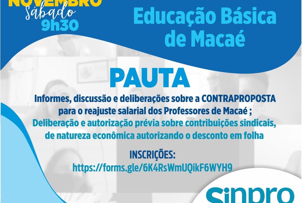 Assembleia dos professores de Macaé no próximo dia 12, vai deliberar contrapropostas para o reajuste salarial