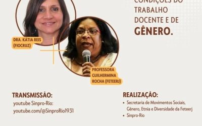 Live nesta quinta , dia 07 sobre o Processo Saúde-Doença relacionado às condições do trabalho e de Gênero.