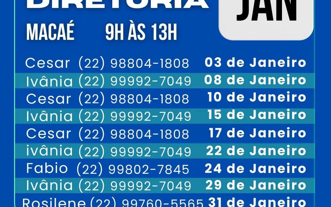 PLANTAO DE ATENDIMENTO AOS PROFESSORES/AS EM JANEIRO /2024.