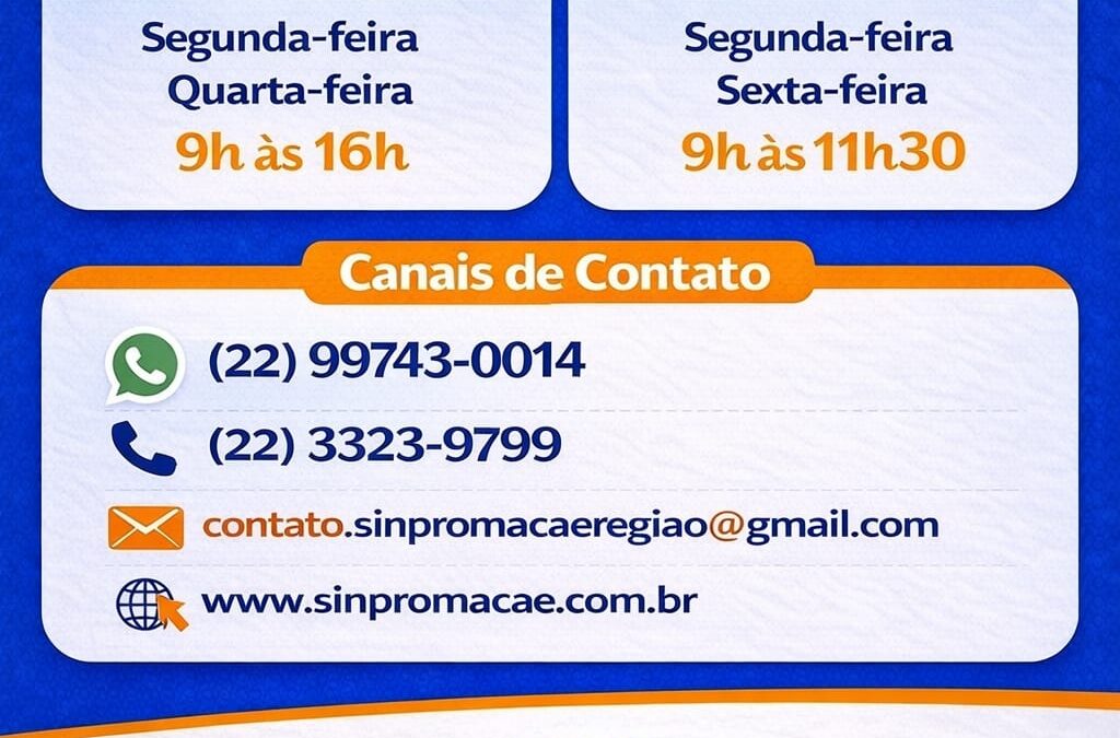 📢 Plantão de Atendimento Presencial – Sinpro Macaé e Região