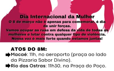 8 DE MARÇO: DIA INTERNACIONAL DA MULHER – NÃO À VIOLÊNCIA DE GÊNERO