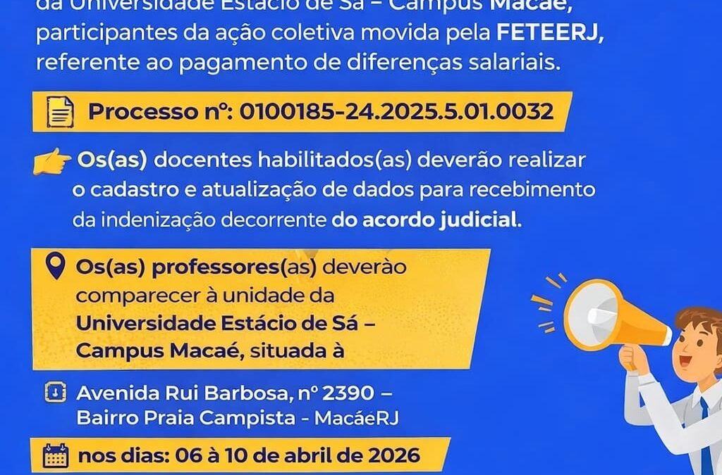 📢 Professores(as) da Estácio Macaé, atenção!