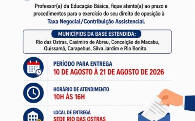 COMUNICADO – CARTA DE OPOSIÇÃO À CONTRIBUIÇÃO ASSISTENCIAL (TAXA NEGOCIAL)